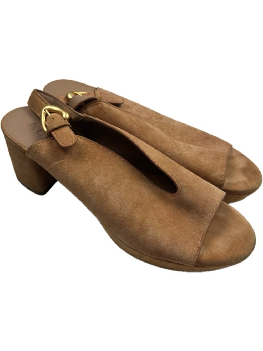Aerosoles Cornelia Peep Toe Platform Sandal-Tan Suede Womens US 9.5 M